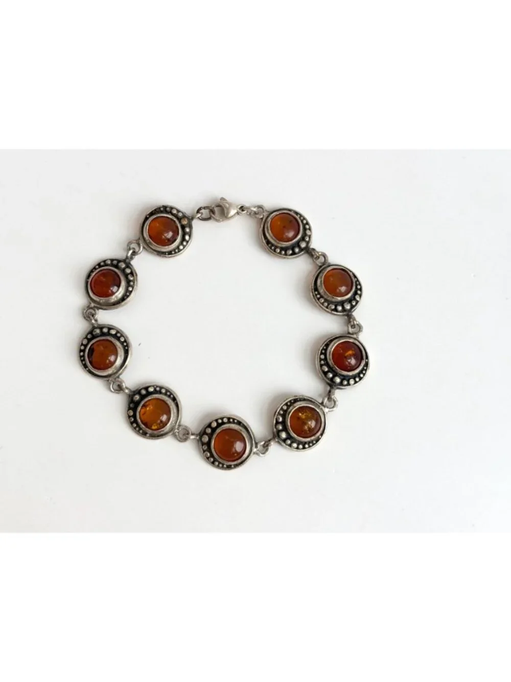 Natural Baltic Amber Modernist Chainlink Sterling Silver 925 Vintage Bracelet